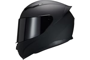 JQF Gear Full Face Helmet Black Motorcycle Motorbike Street Bike Racing Helmets for Adults WS-607 DOT Approved (with Black Visor, L)
