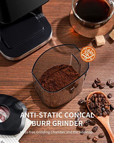 SHARDOR Stainless Steel Electric Cone Grinder, 51 Levels of Fine Grinding, 3-in-1 Coffee Grinder, Updated with Powder Holder, Coffee Grinder, Cone Grinder, LCD Screen and Large Capacity