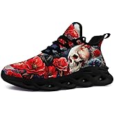 coolcustomize Women's Skull Running Shoes Lightweight Athletic Trail Tennis Shoes Cool Supportive Workout Gym Sneaker for Men