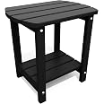 THOEOE Adirondack Outdoor Side Table, 2-Tier Sturdy Patio End Table Weather Resistant, Morden Side Table for Patio, Pool, Por