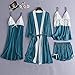 Moilant 4PC Women Sleepwear Satin Lace Camisole Bowknot Shorts Nightdress Robe Pajamas Lingerie Light Bluethumb 1