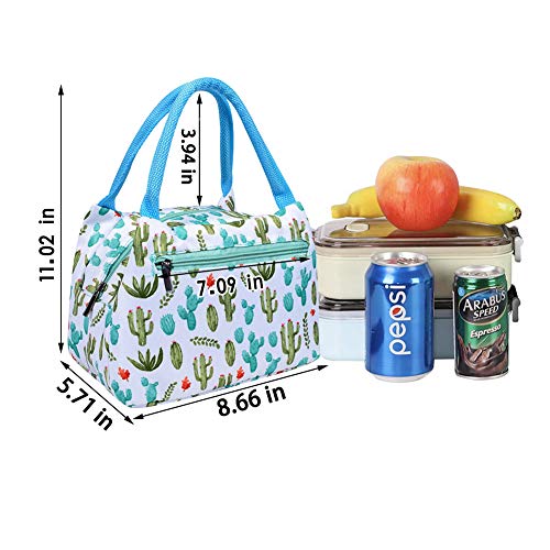 Echaprey Insulated Lunch Bag, Reusable Lunch Bag for Women/Adult/Student, Cooler Waterproof Organizer Lunch Tote Box for Work School Picnic (Cactus) - Thumbnail 6