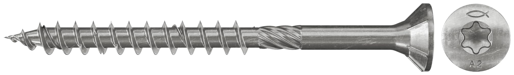 fischer Power-Fast FPF-ST 6.0 x 70 A2P Chipboard Screws with Partial Thread and Countersunk Head for Fixing Supporting Components in Wood, Rustproof Steel, Pack of 200, Item No. 657115