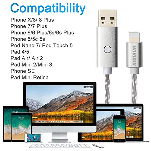 LED iPhone Charger Cable, 10ft iPhone Light Up Charging Cord for iPhone