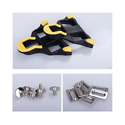 Beststar Bike Cleats - Self-locking Cycling Pedals Cleat - Indoor Cycling & Road Bike Bicycle Cleat Set, Compatible with Shimano&Look Shoes #81539 (Yellow)