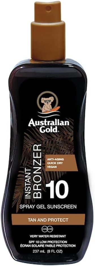 Australian Gold SPF 10 Spray Gel Sunscreen with Instant Bronzer 237 ml