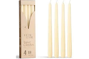 Leor & Lair Ivory Taper Candles - 4 Pack 10" Ivory Candlesticks - Unscented Cream Candle Sticks for Home Decoration, Holiday Tables, Weddings, Restaurants & Business Events