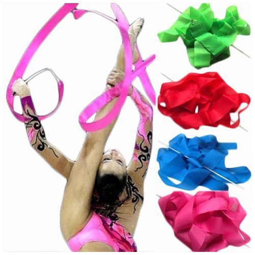 TOOGOO(R) 4pcs 4m Sports Gymnastics Dance Ribbons Wedding Performance Activities
