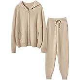 SHABADUER Women's Cashmere and Wool Blend Casual Knit Long Sleeve Thickening Type Hoodie Sweater and Pants Set, 2 Pieces,