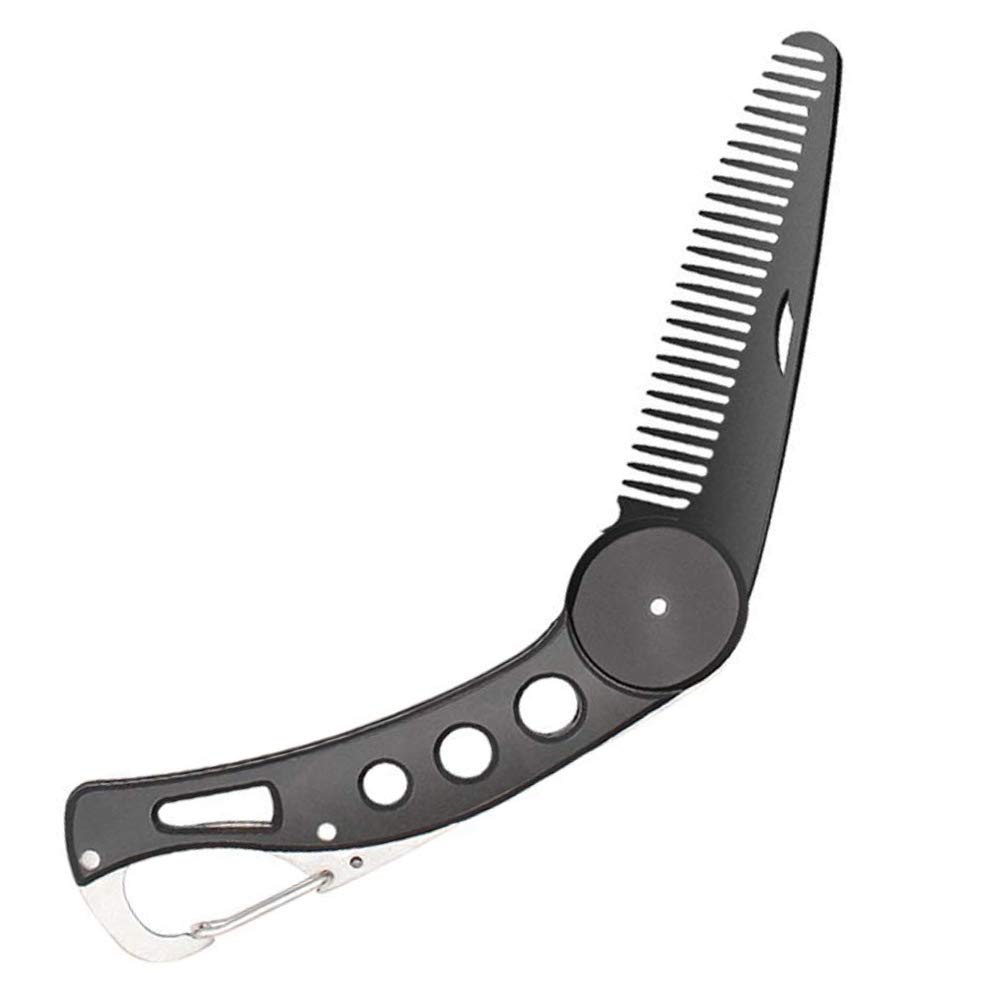 Stainless Steel Folding Beard Comb, Portable Multifunction