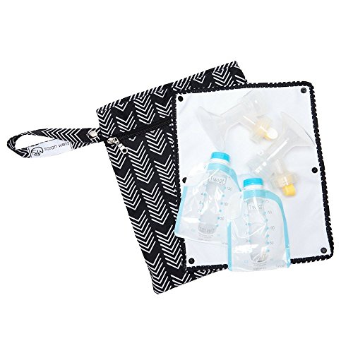Sarah Wells Pumparoo Wet/Dry Bag for Breast Pump Parts (Black & White