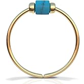 ALOME PIERCINGS 24G Gold Filled Turquoise Nose Ring for Women Tiny Thin Nose Piercing Jewelry Small Gold Nose Ring with Turquoise Accents