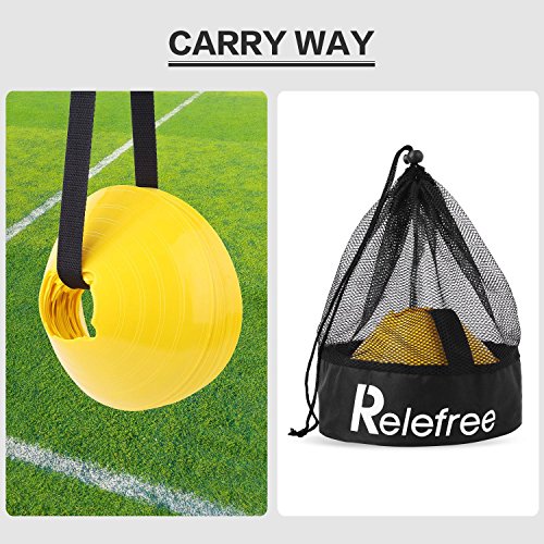 Soccer Cones Agility Disc Cone 3.15in/8cm Identifiable Height 20-Pack -with Mesh Bag, Storage Strap for Agility Training Equipment, Football, Sports, Kids, Field Marker