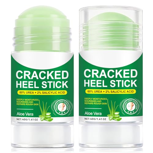 2Pack 60% Urea Cracked Heel Balm with Aloe Vera & 2% Salicylic Acid| Intensive Repair Cream for Dry, Thick, Cracked Feet | Fast Absorbing Moisturizer to Heal & Restore Healthy Feet