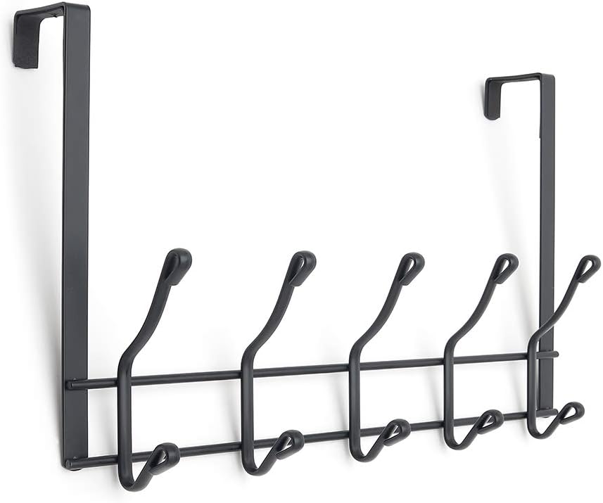 simplywire Over Door Coat Rack 10 Hooks Matt Black BigaMart