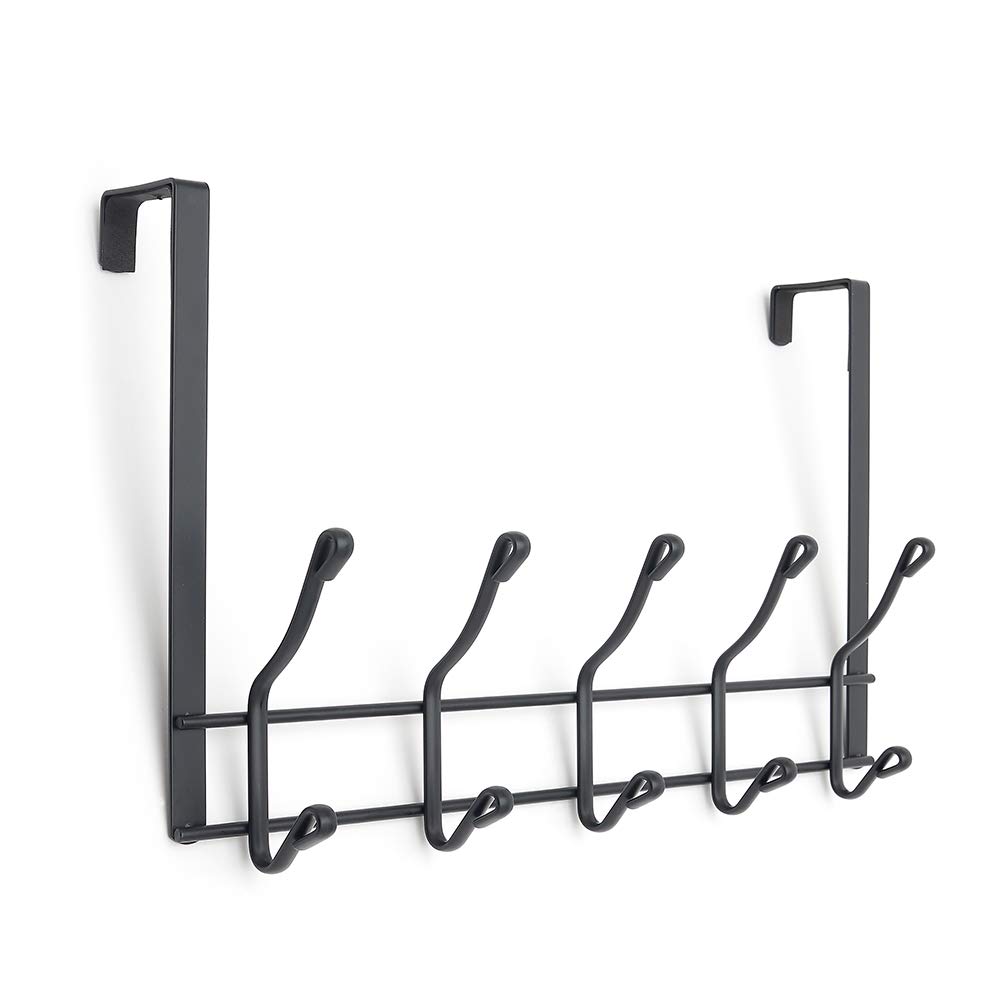simplywire - Over Door Coat Rack - 10 Hooks – Black Powder Coated Steel