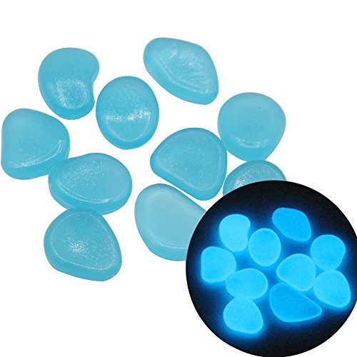 Creation Core 200pcs Glow in The Dark Garden Pebbles Rocks for Walkways Yard Aquarium Fish Tank Decorations Gravel Luminous Stones, Blue