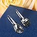 EleQueen 925 Sterling Silver CZ Teardrop Shepherd Hook Dangle Earrings Grey-Black Made with Austrian Crystal for Women,Valentine's Day/Mother's Day/Christmas Jewelry Gift Mom