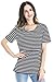 Bearsland Maternity Women's Striped Short Sleeves Maternity Nursing Top BB022,Dark Black/White,X-Large