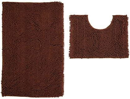 Grand Era Absorbent Chenille Bath Mats Microfiber Shaggy Mats for Bathroom, 2 Piece Set