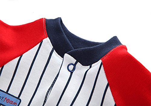 Monvecle Baby Boys' 2 Pack Coverall Bodysuit Newborn to Toddler Long Sleeved Onesie Jumpsuit Stripe 6-9m