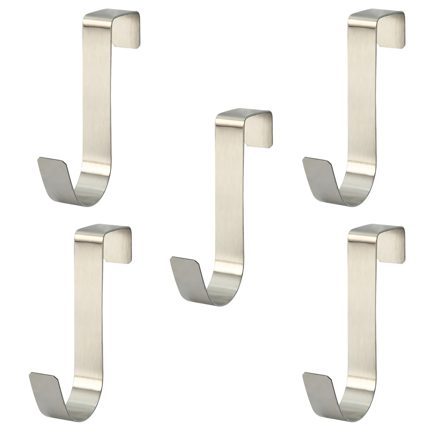 ZEACCT 5 Pcs Z-Shaped Over Door Hooks, Stainless Steel Reversible Hangers for Coats, Towels, and More - Versatile Use in Doorways, Bedrooms, Kitchens, and Closets (Silver)