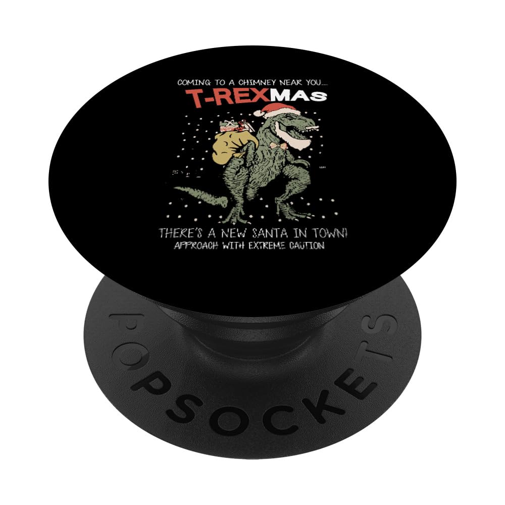 Funny T-Rexmas T-Rex Santa - Funny Dino Christmas PopSockets Swappable PopGrip