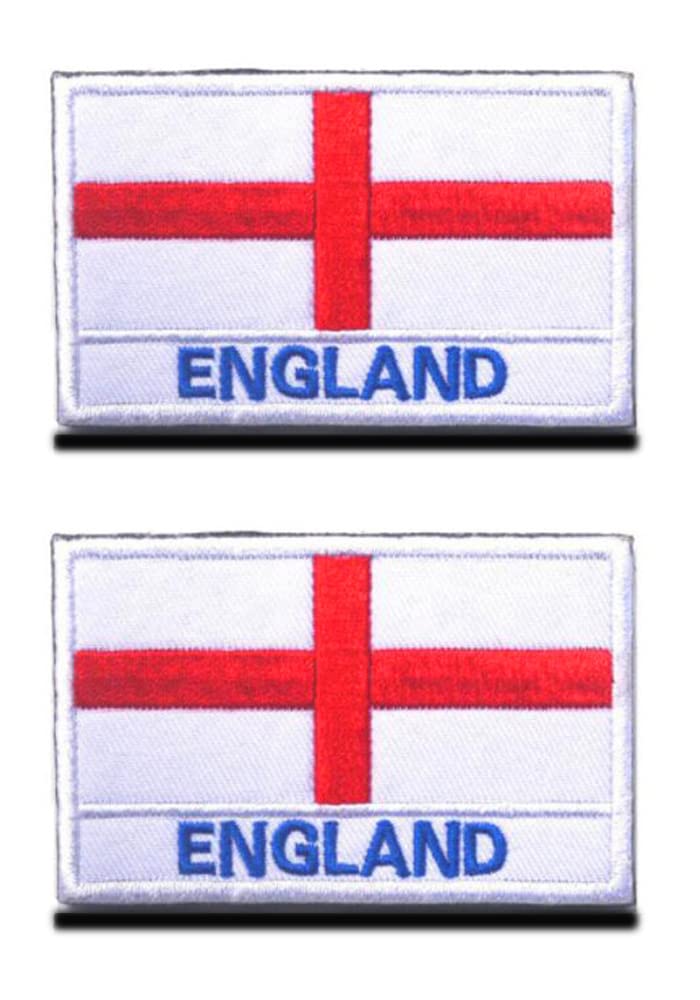 Zcketo 2 PCS United Kingdom British Union UK England English Patch Hook and Loop Embroidered National Emblem Patch for Football Billiards Clothes Jersey Backpack Caps Travel Tactical — image 1