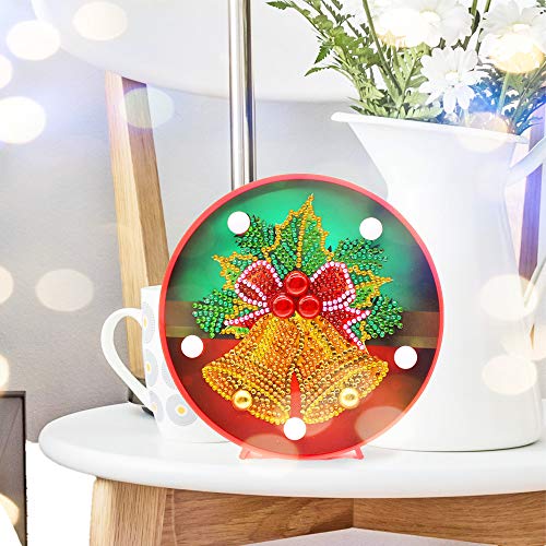 DIY Diamond Painting Lamp with LED Lights Full Drill Crystal Drawing Kit Bedside Night Light Arts Crafts for Home Decoration or Christmas Gifts 6.0x6.0inch(Bell)