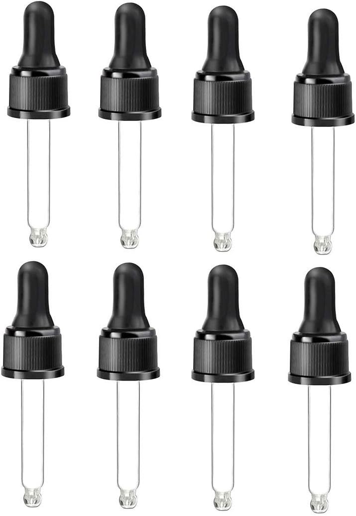 Sugars 8-Pack Glass Eye Droppers for Essential Oil Bottles - - Compatible with doTERRA and Young Living Bottles (15ml)