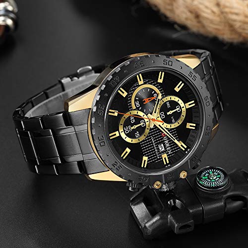 Curren 8334 - Reloj de negocios para hombre (múltiples zonas horarias), color negro - Imagen 5