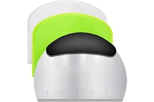 3-Piece Stainless Steel Dough Scraper Set with Measuring Scale, Pastry Cutter for Baking Cooking