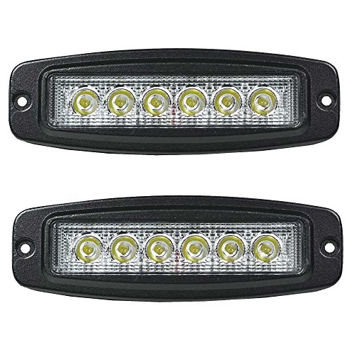 Liteway Pair 7Inch 18W Cree LED Light Bar Flood Work Lamp Flush Mount Offroad Daytime Running Lamp Driving Headlight Auxiliary Lighting SUV Motorcycle Boat Jeep 4Wd Truck ATV Car, 1 Year Warranty