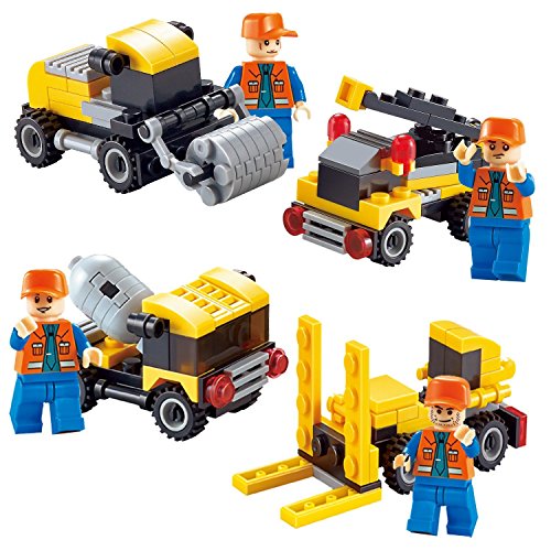 Engineering Construction Building Blocks, Newisland 393PCS Building Set with 8 Unit Vehicles Toys Bricks