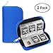 22 Slots SD SDHC MMC CF Micro SD Memory Card Case Holder Pouch Zippered Storage Bag (Blue) - 2 Pack