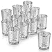 PARNOO Mercury Glass Candle Holders for Votive Candles and Tealights Set of 12 – Lattice Silver Finish Perfect for Wedding and Home Décor