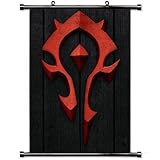 Wall Posters Wall Scroll Poster with World of Warcraft Horde Symbol Red Home Decor Fabric Painting 23.6 X 35.4 Inch