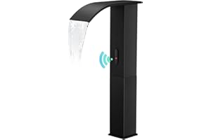 ZHIXINGKX Touchless Bathroom Sink Faucets for 1 Hole, Hands-Free Automatic Motion Sensor Faucets with Tall Body,Black Waterfall Sink Faucets for Bathroom (Tall Body, Black)