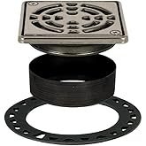 Schluter Kerdi-Drain Classic Shower Grate Kit with Integrated Slope Bonding Flange - Ideal for Tile Showers - 4" Grate Size, Square, Stainless Steel Grate Finish - KD4GRKE