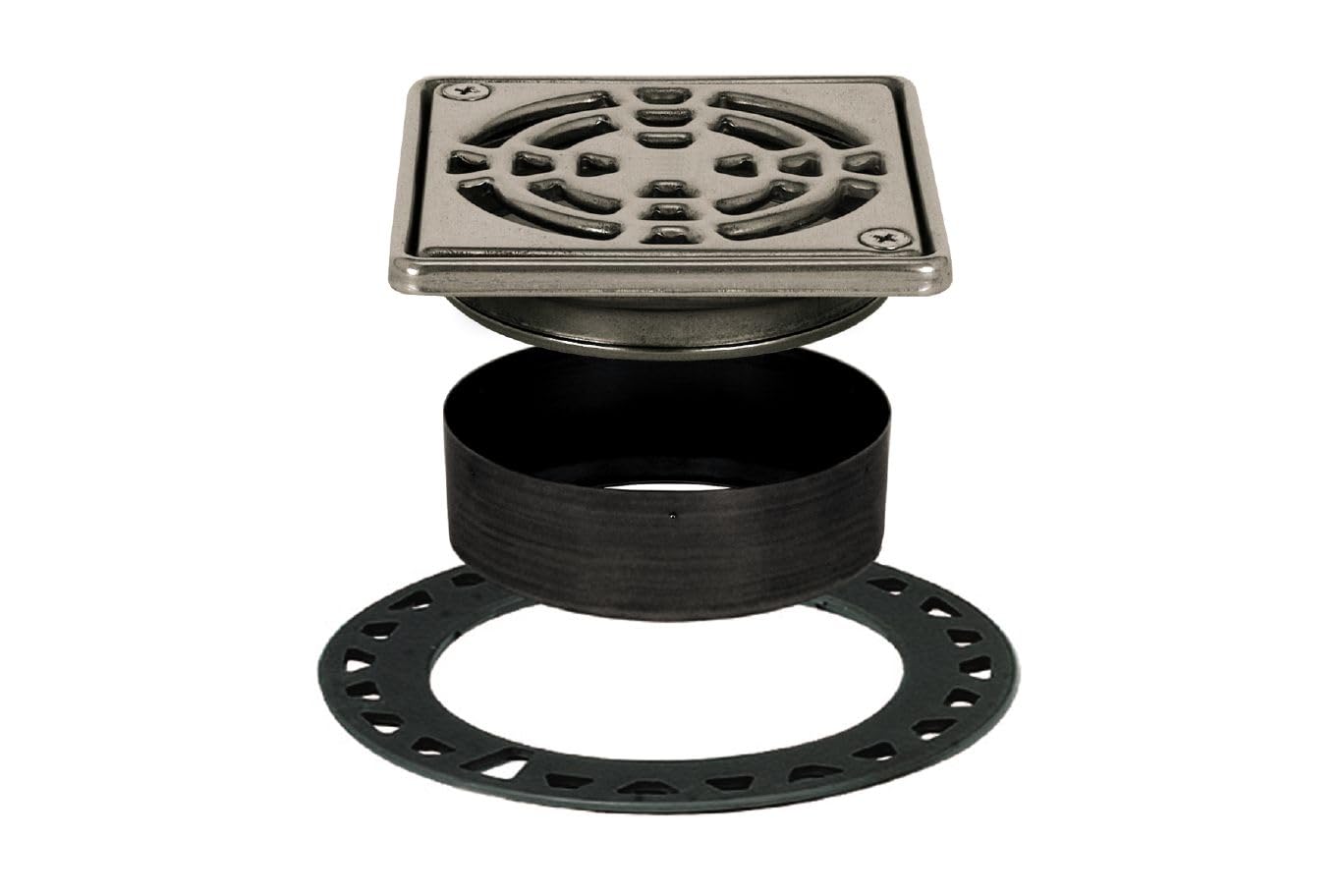 Photo 1 of Schluter Kerdi-Drain Classic Shower Grate Kit with Integrated Slope Bonding Flange - Ideal for Tile Showers - 4" Grate Size, Square, Stainless Steel Grate Finish - KD4GRKE