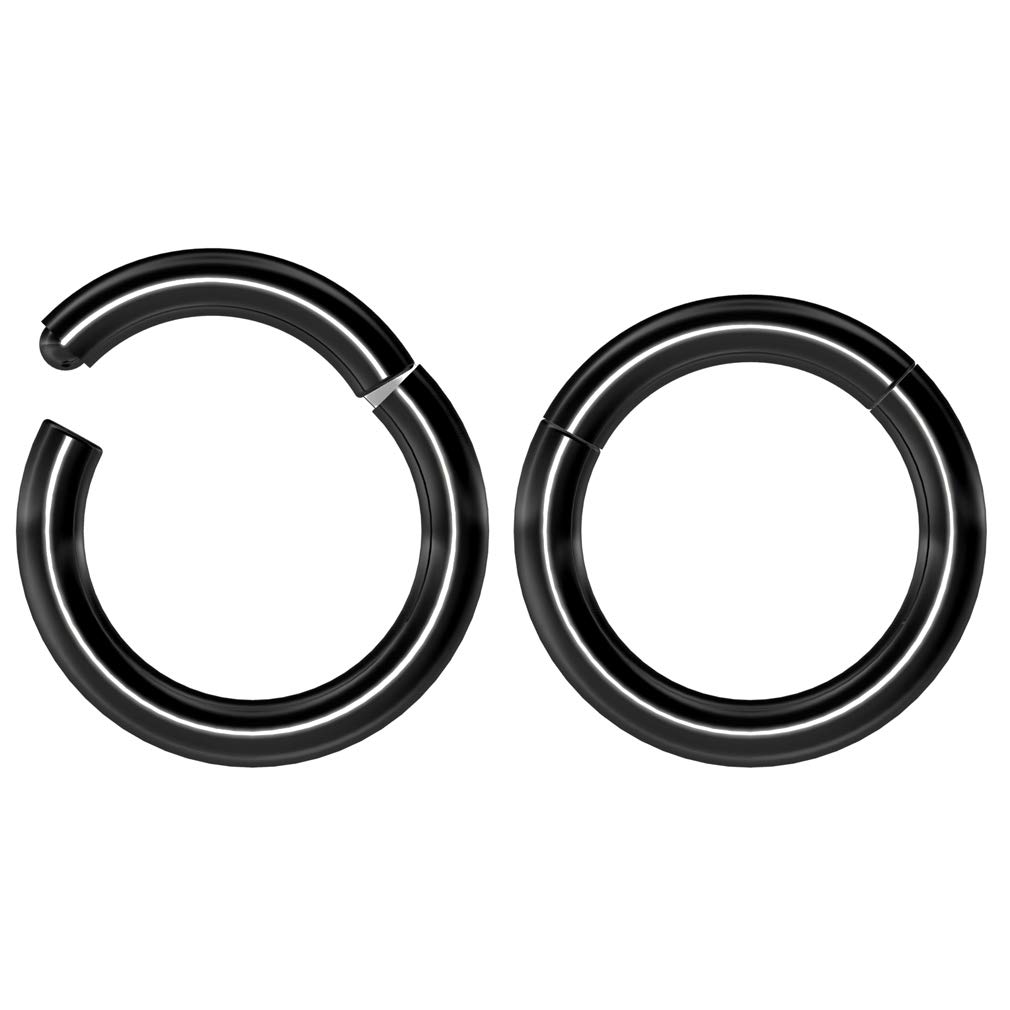 Bling Piercing 2pc 1.2mm 16g Hinged Clicker Captive Bead Ring Black 6mm Helix Earring Nose Hoop Rook Cartilage Tragus Lip Septum Forward Eyebrow Ear Lobe Nostril Rings Seamless Surgical Steel