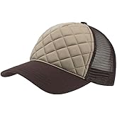 The Vintage Year Plain Cotton Structured Mesh Adjustable Trucker Sports Baseball Cap (Quilt Brown/Khaki/Brown)