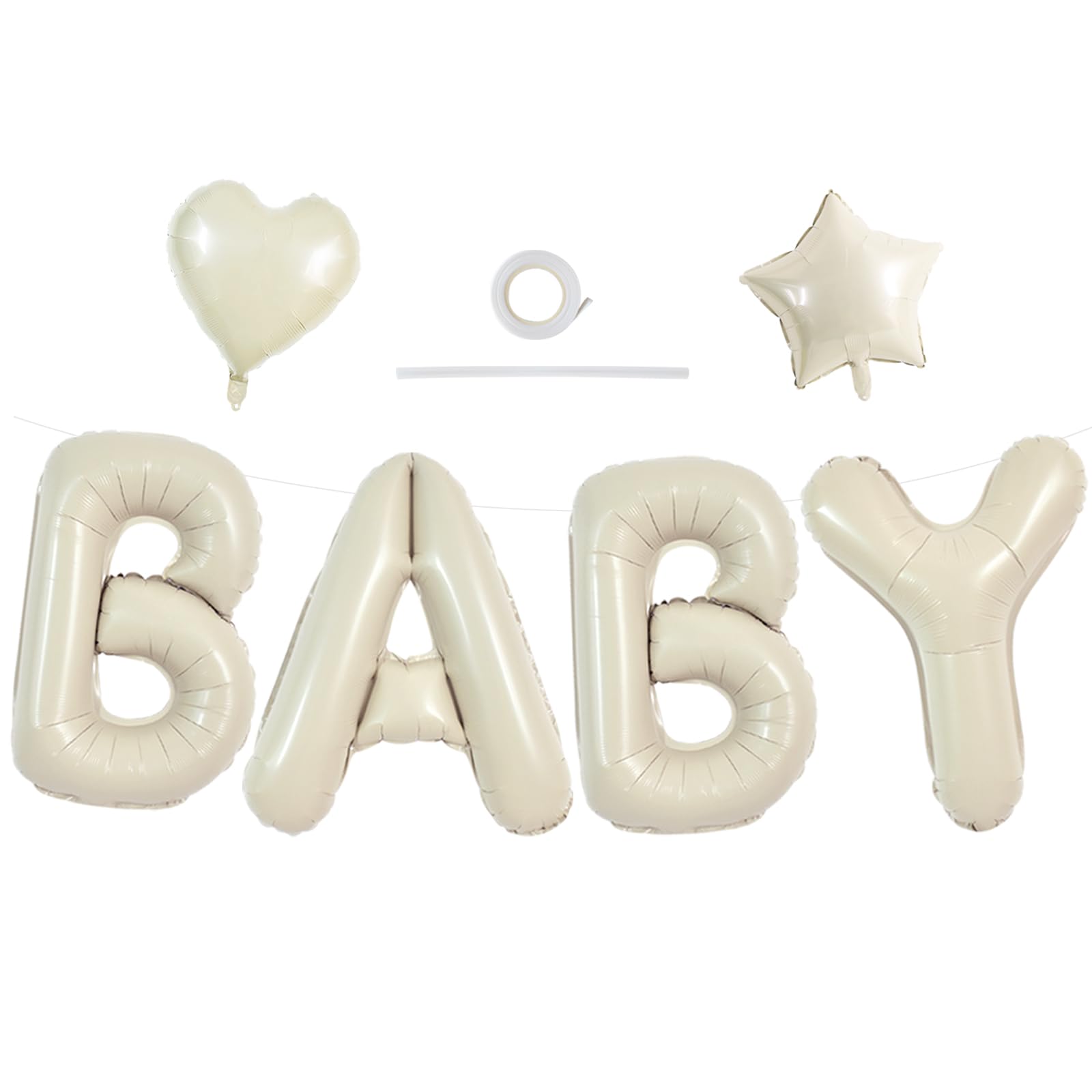 TONIFUL Baby Party Decorations,40 Inch Cream White Baby Foil Letter Balloons,Large Baby Shower Balloon Banners for Gender Reveal Party Decoration Baby Birthdays Party Decoration