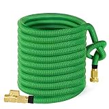MoonLa 75ft Garden Hose, Expandable Water Hose with 3/4" Solid Brass Fittings, Extra Strength Fabric - Flexible Expanding Hose with Free Storage Sack
