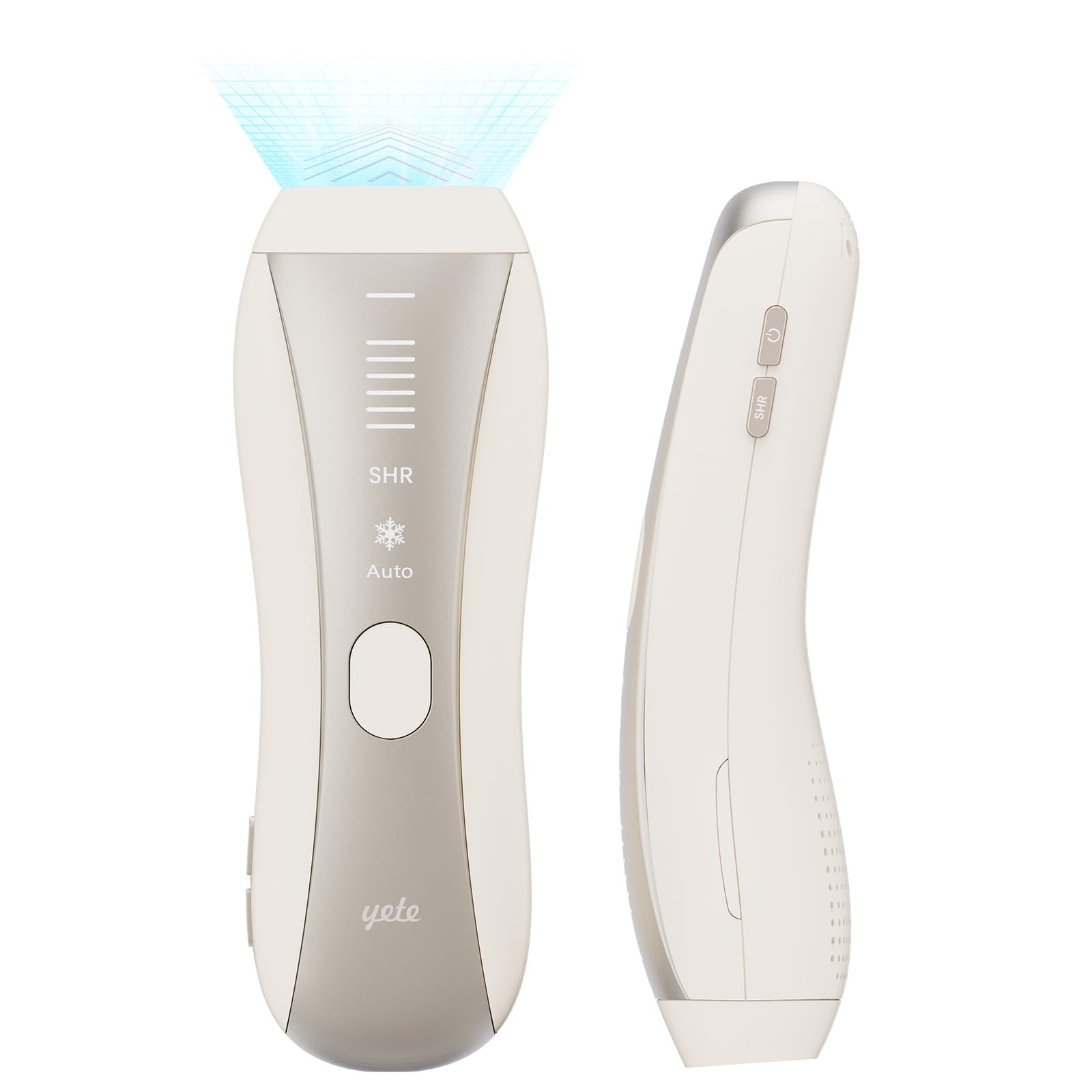 Yete（エイティー）脱毛器 IPL光脱毛器 サファイア冷却 SHR連続照射 スキンセンサー搭載 6段階レベル 手動/自動照射 無限照射回数 VIO対応 全身対応可能 家庭用 男女兼用 誕生日 記念日 祝日 PSE安全認証済み (ベージュ)