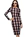MakeMeChic Women's Plaid Dress Wear to Work Bodycon Pencil Dress Blue L