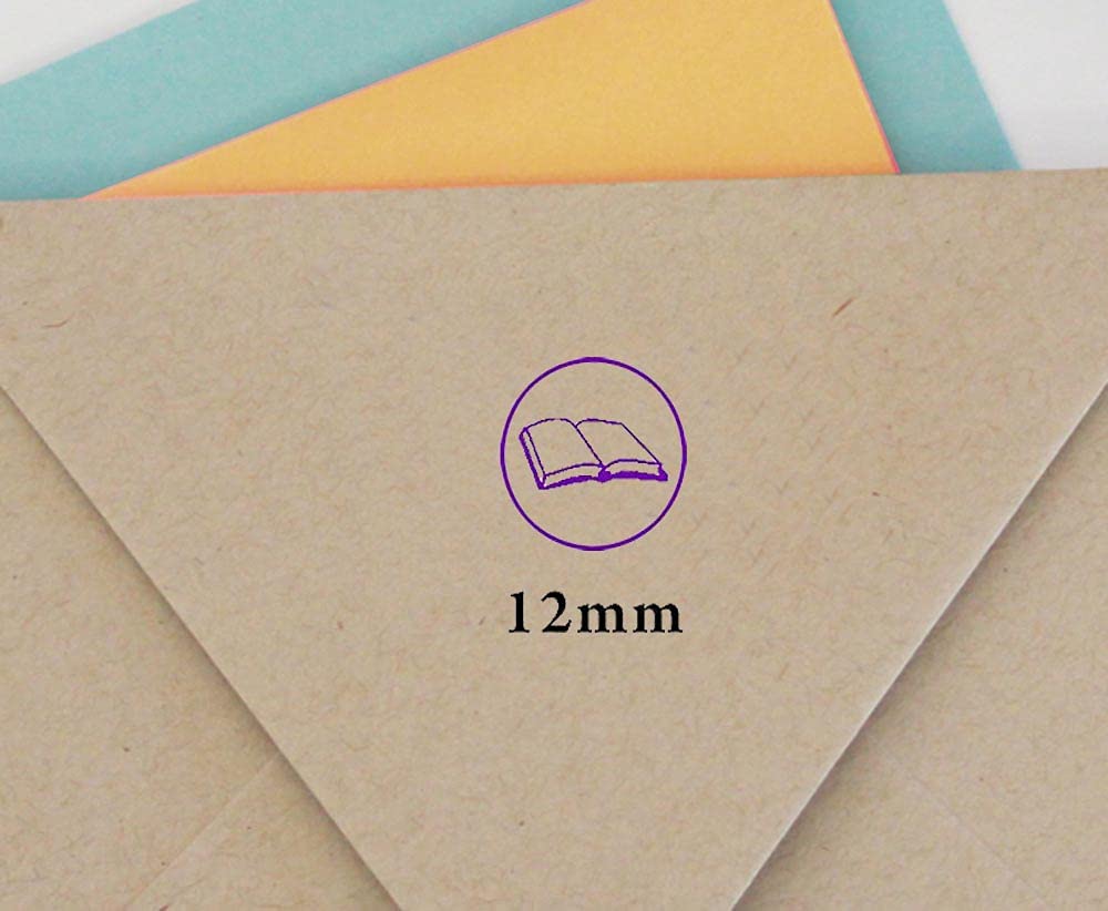 Book Design Self Inking Mini Rubber Stamp Colop Round Decorative Teachers Stamps 12mm