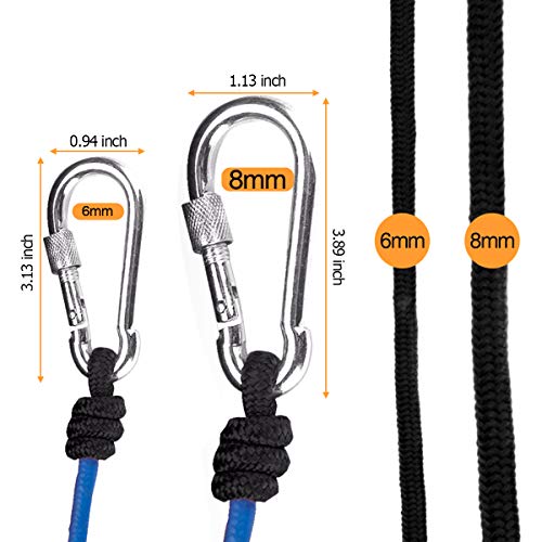 Nylon Twisted Braided Rope, 8mm x 20M(65ft) Utility Rope w/ D-Ring Locking Carabiner, 1000 Lbs Breaking Strength All-Purpose Rope for Moving, Camping, Towing, Outdoor Adventure, Gardening, Boat Docks - Thumbnail 6