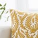 HWY 50 Mustard Yellow Decorative Throw Pillow Covers 18x18 Inch (1 Piece), Embroidered Cotton Farmhouse Cushion Cover Pillow Case for Sofa Couch Living Room Bed Bedroon, Floral Branches