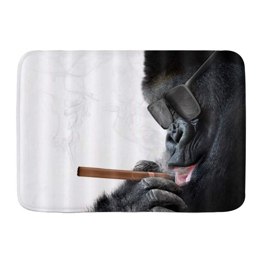 Fußmatten, Tier Badass Gorilla mit coolen Sonnenbrillen Rauchen einer